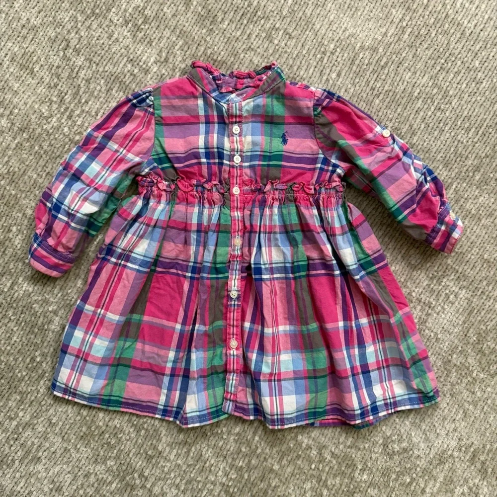 Ralph Lauren‎ Baby Madras Plaid Long Sleeve Dress – Size 12M Timeless Old Money
